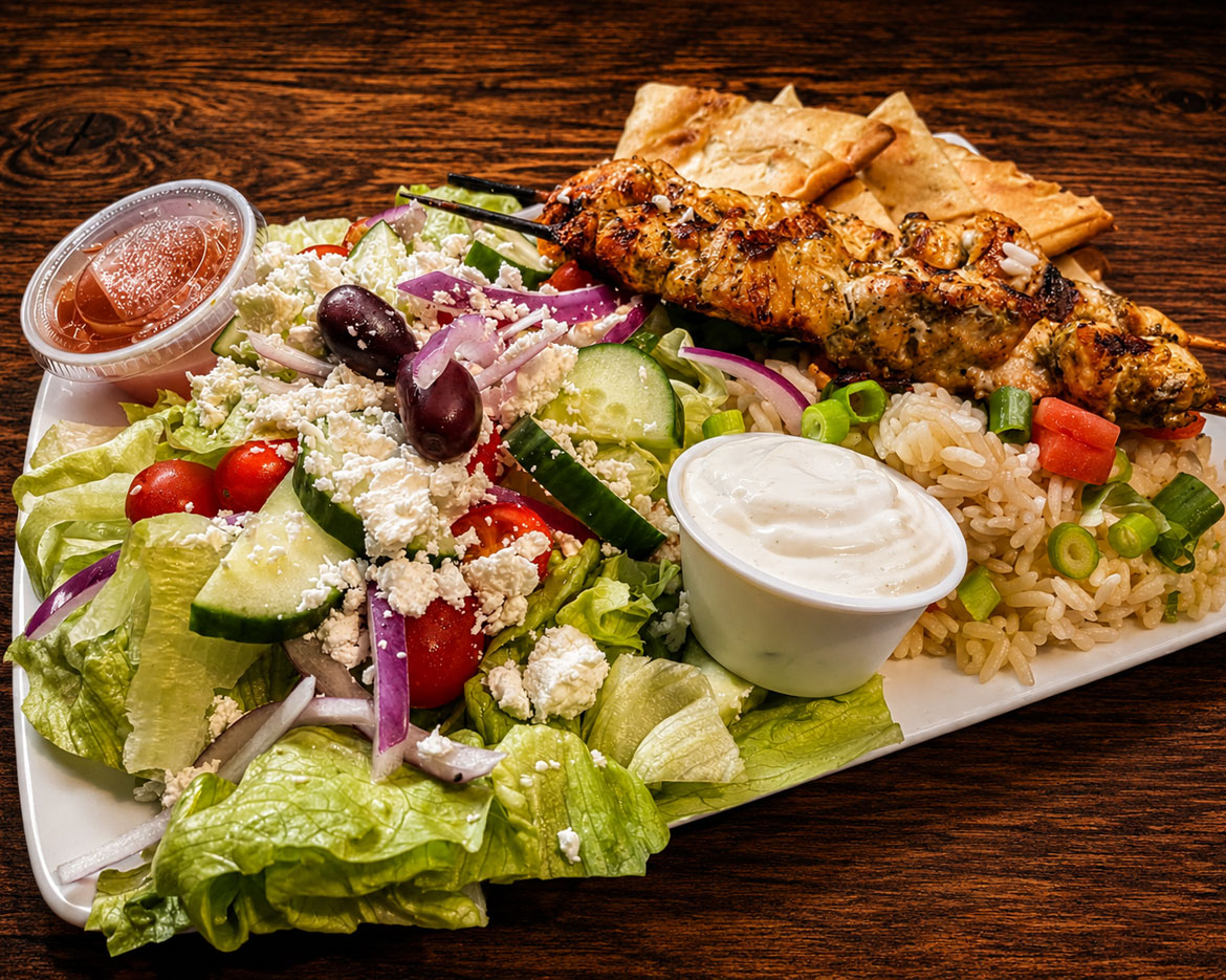 Raxx Bar Grill Menu Item -Chicken Souvlaki Plate